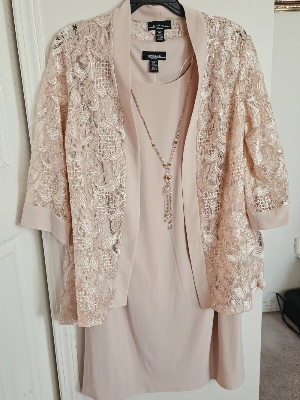 R&M Blush Lace Jacket Dress Set NWT - Size 14